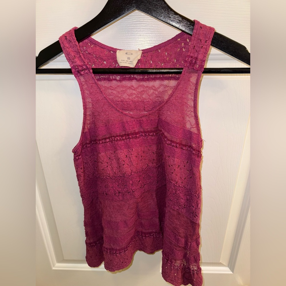 Pins & Needles Crochet Top from Urban Outfitters, Size XS in Raspberry Pink